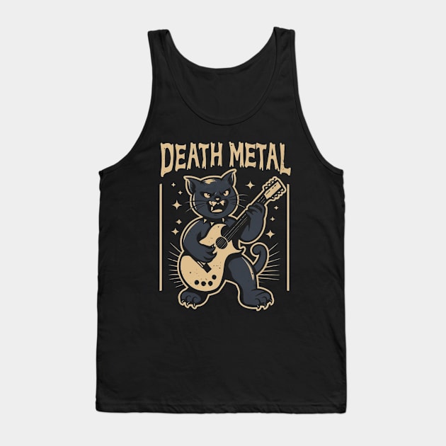 Death Metal Satanic Baphomet Cat playing guitar Tank Top by Aldrvnd